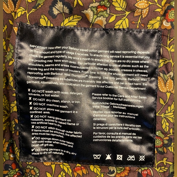 Barbour Women's Waxed Jacket- Olive Green Liberty Beadnell Size 8 - Picture 7 of 8